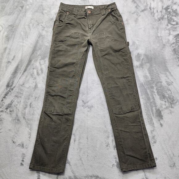 Dickies Pants Womens 4 Green Double Front Duck Carpenter Straight Leg Stretch - Picture 1 of 13